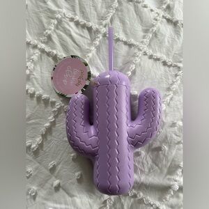 Lavender Cactus Tumbler with Straw - Home Kitchen
